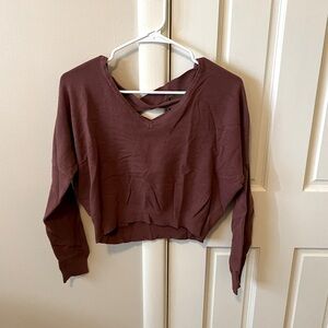 Dreamer’s maroon crop sweater, cross back. Free beauty gift with purchase!
